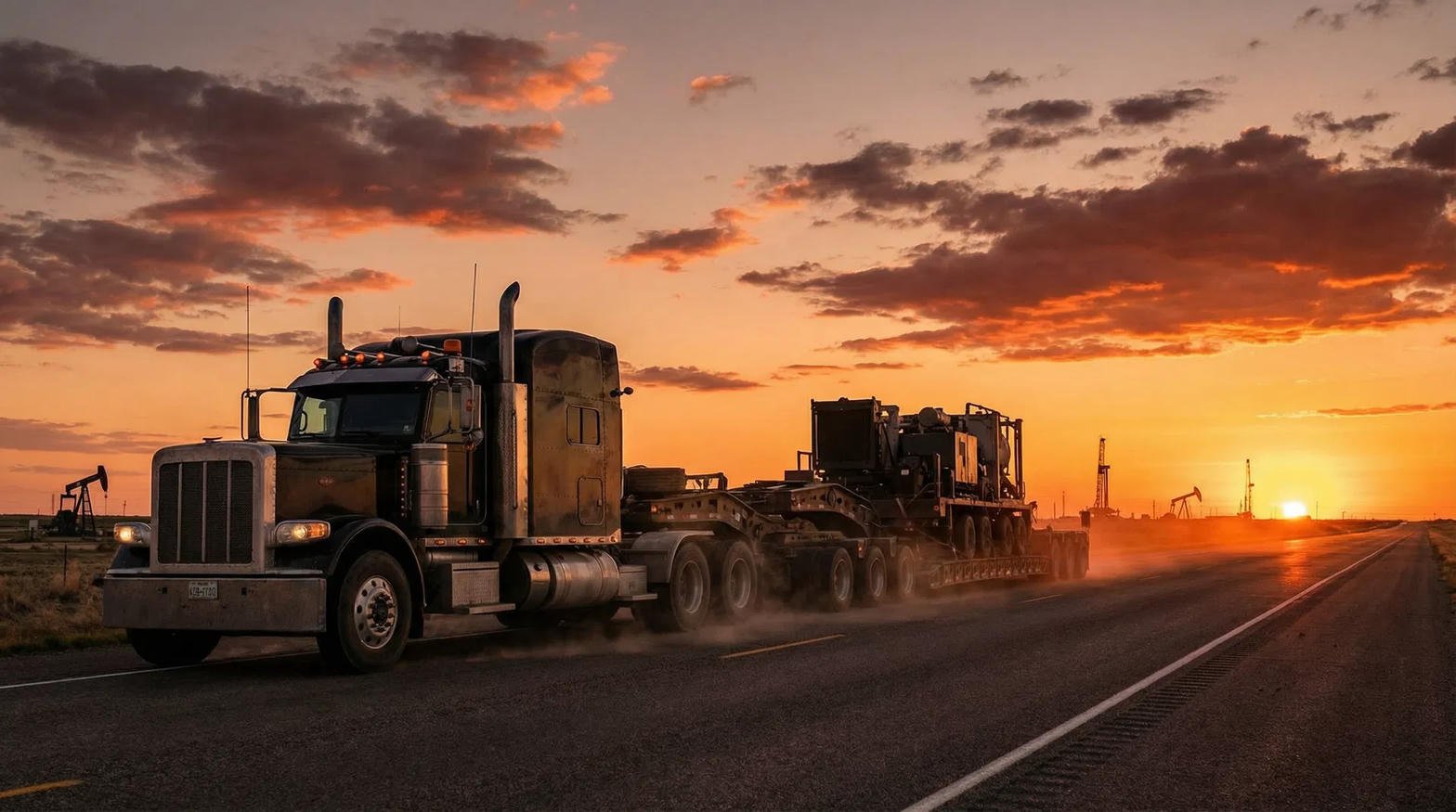 Heavy haul at sunset